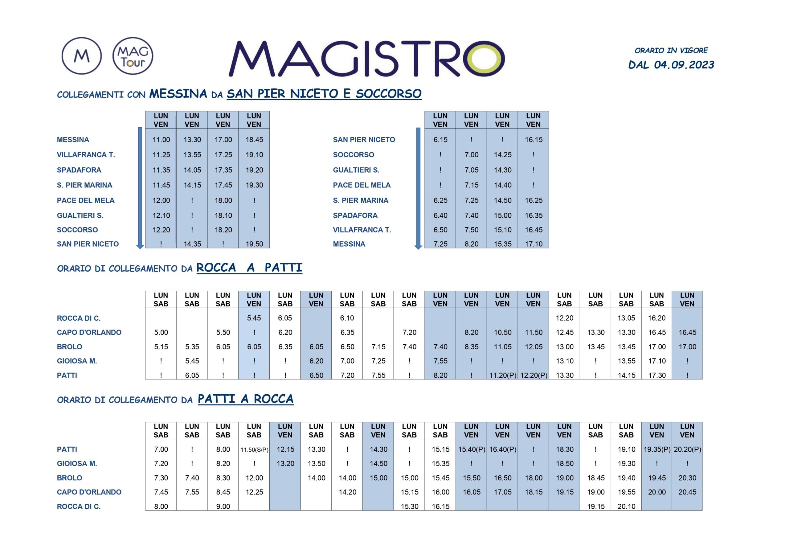 Tabella Orari Autobus Autolinee Magistro